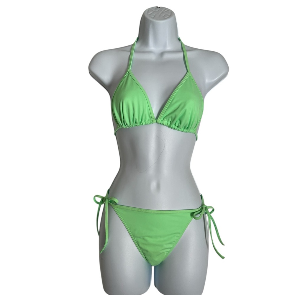 Victoria's Secret Halter String Lime Green Bikini Set Size Medium.